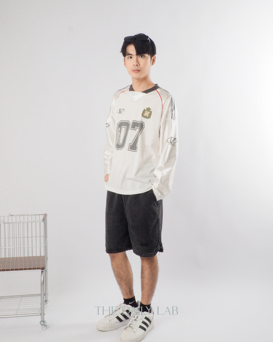Vintage Mesh Long Sleeve Tee in White