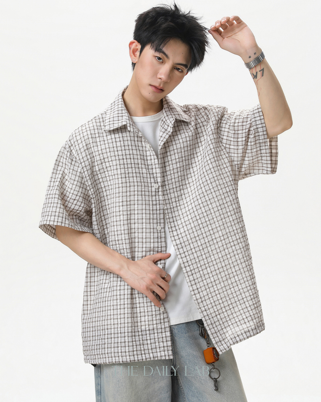 Boxy Plaid Shirt in Khaki
