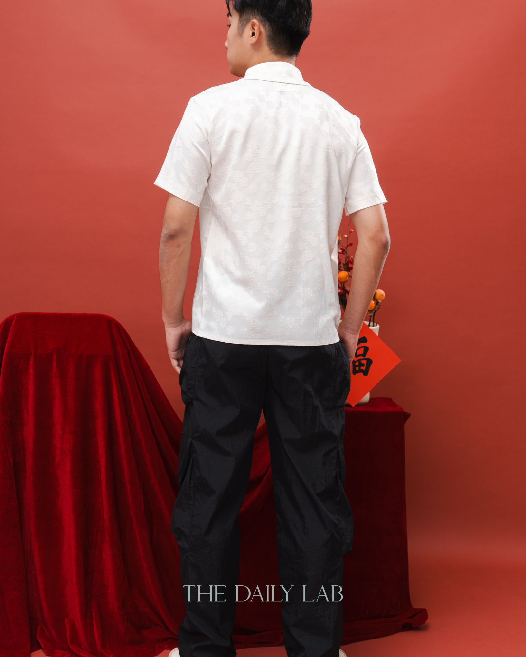 Embroidered Mandarin Collar Tang Shirt