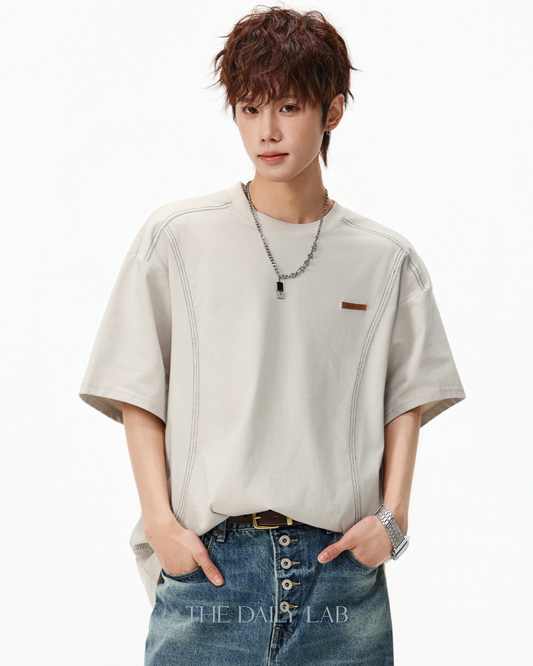 Outline Structure Cotton Tee in Beige