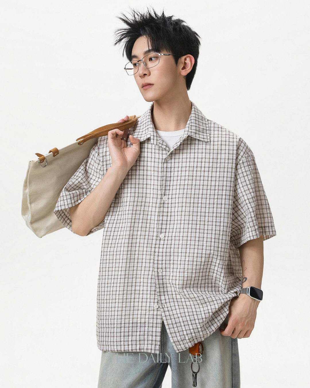 Boxy Plaid Shirt in Khaki