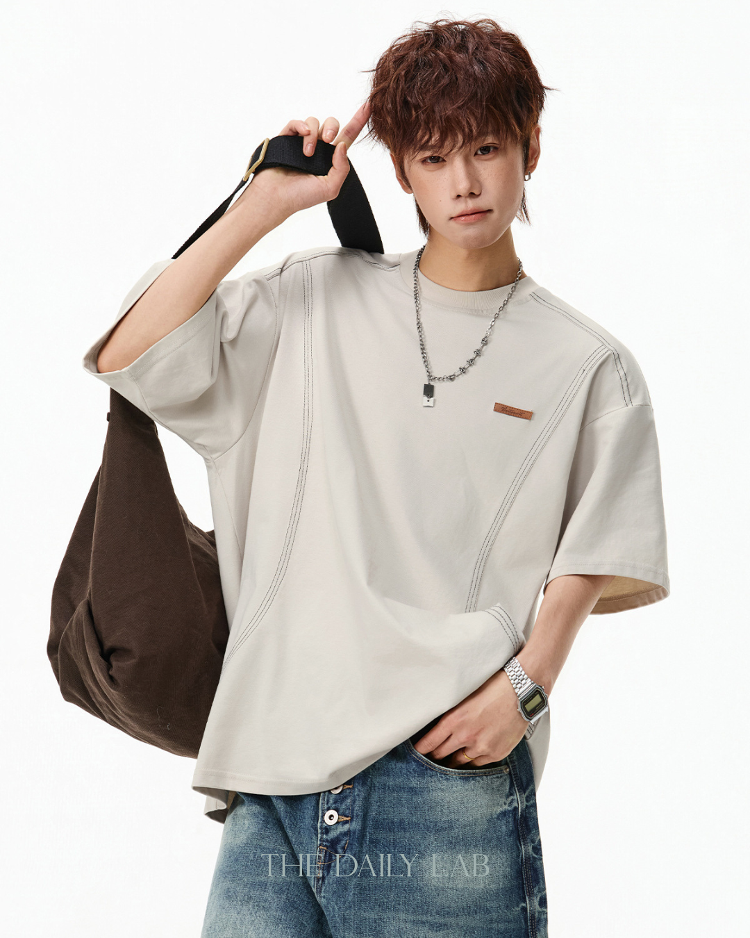 Outline Structure Cotton Tee in Beige