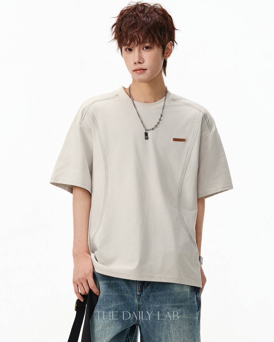 Outline Structure Cotton Tee in Beige