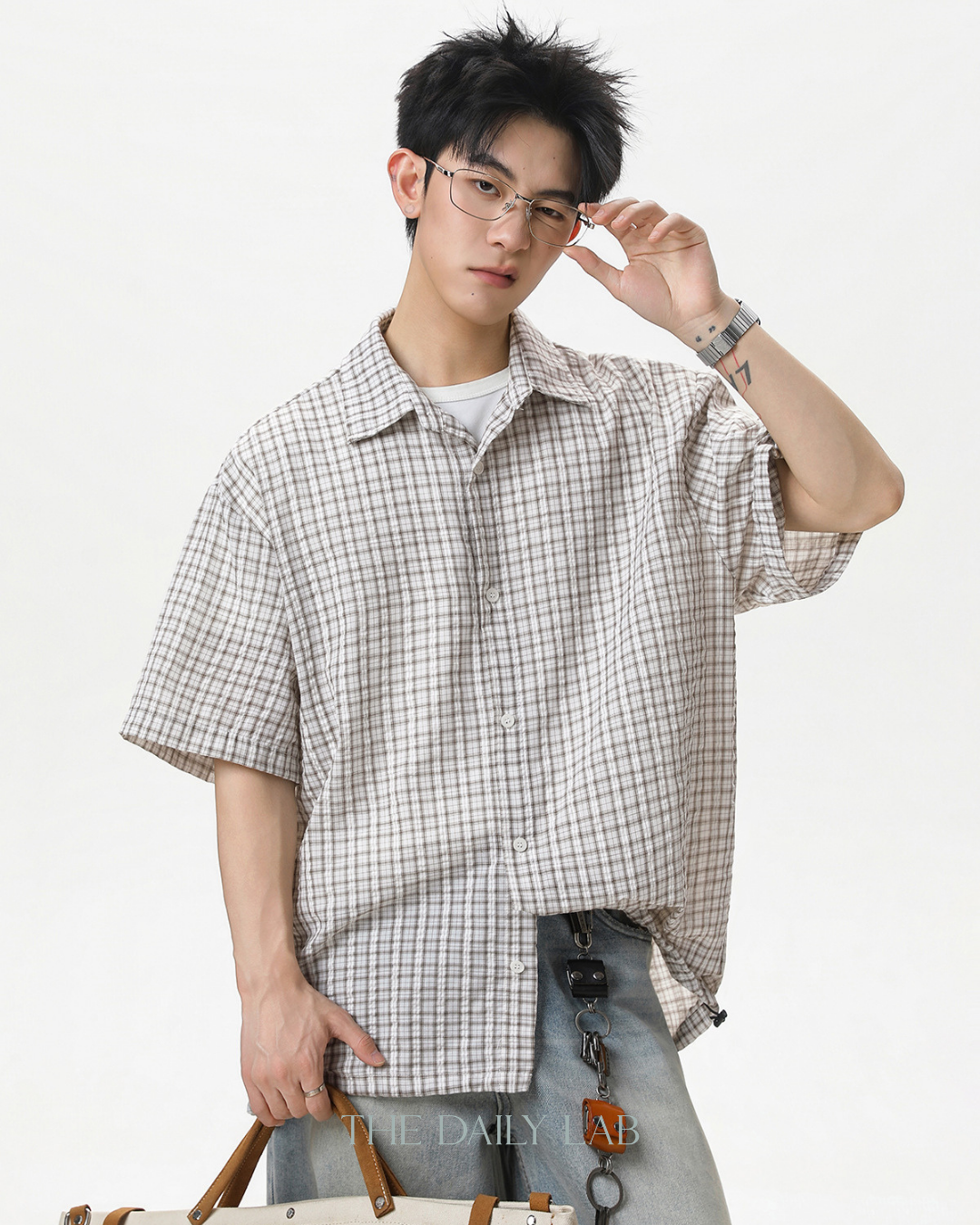 Boxy Plaid Shirt in Khaki