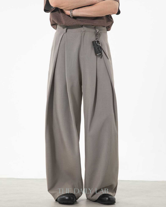 Jaquard Flowy Loose Pants in Brown