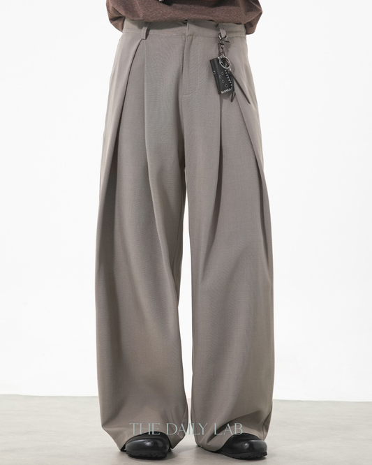 Jaquard Flowy Loose Pants in Brown