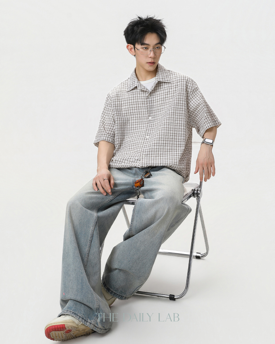 Boxy Plaid Shirt in Khaki