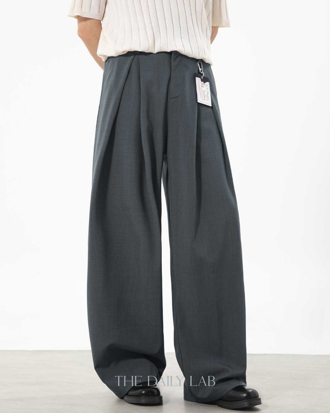 Jaquard Flowy Loose Pants in Grey
