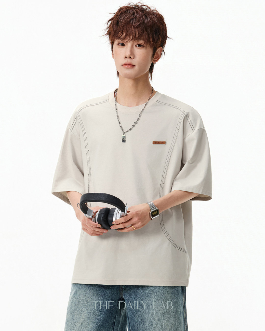 Outline Structure Cotton Tee in Beige