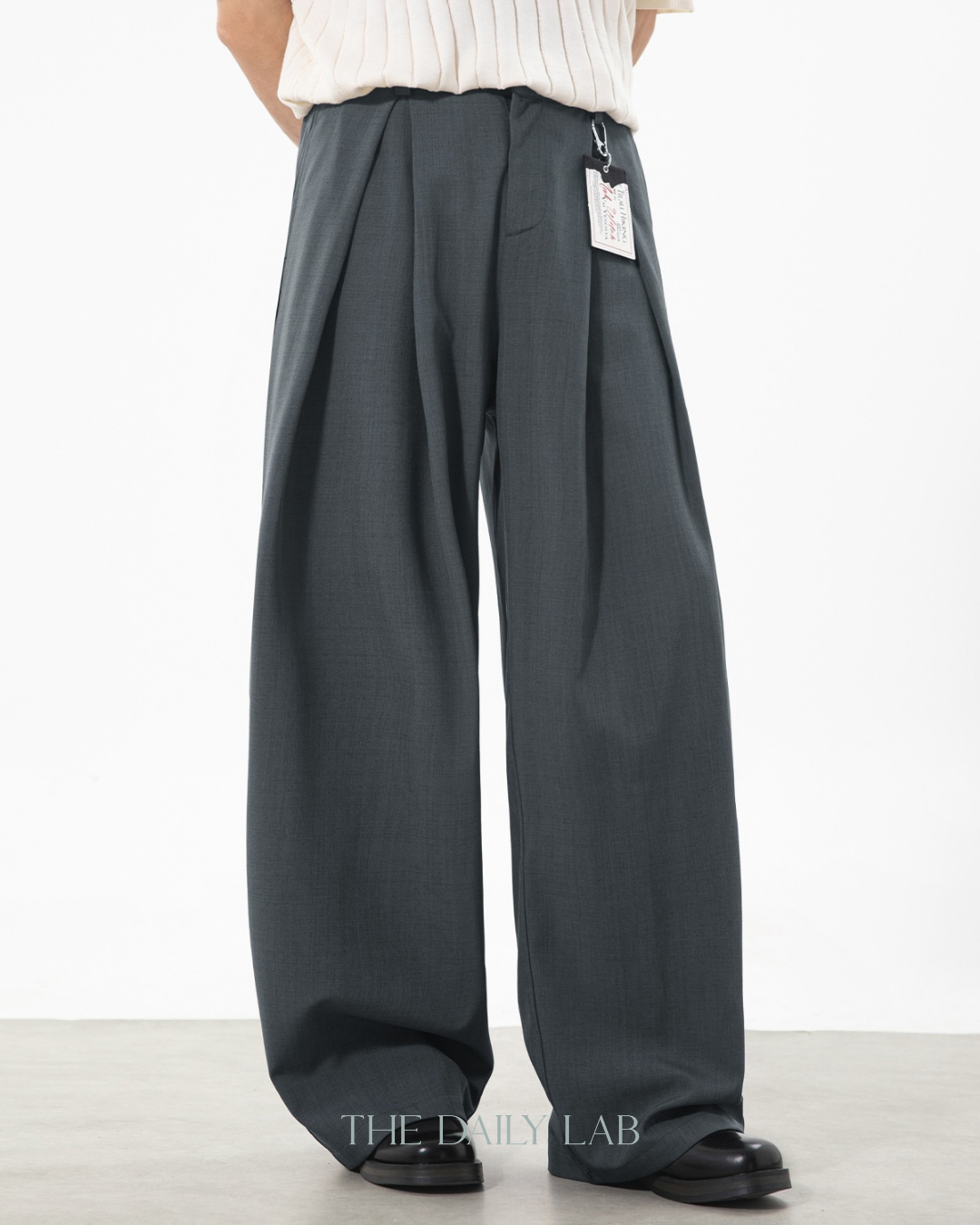 Jaquard Flowy Loose Pants in Grey
