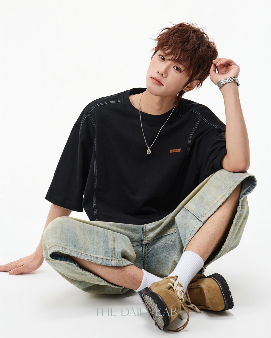 Outline Structure Cotton Tee in Black