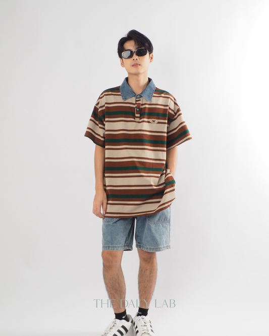 Vintage Maillard Striped Polo Shirt