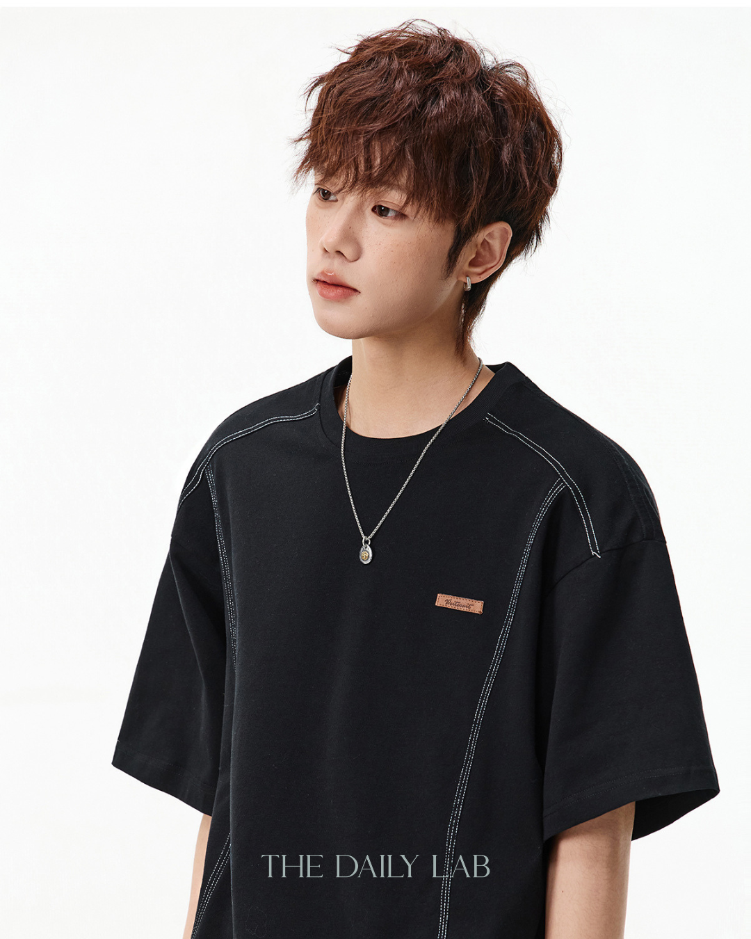 Outline Structure Cotton Tee in Black