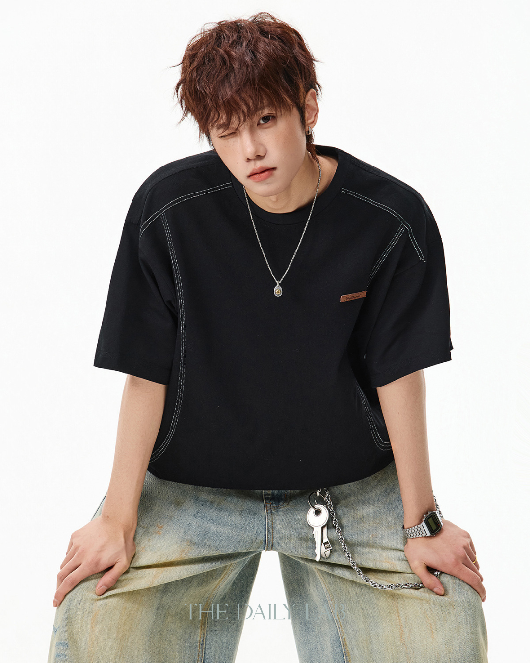 Outline Structure Cotton Tee in Black