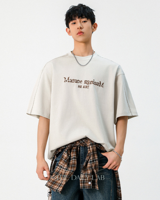 Mature Sgnisum Cotton Tee in Khaki