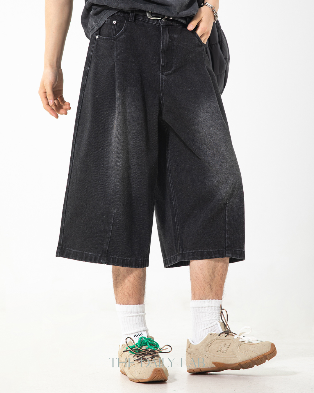 Archive Fade Denim Shorts in Black