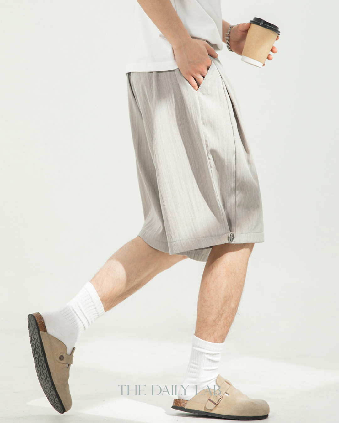 Studio Pleat Shorts in Beige