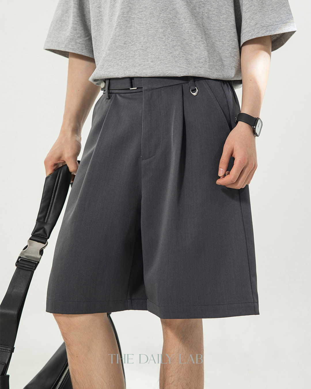 Drape Tailor Shorts in Grey