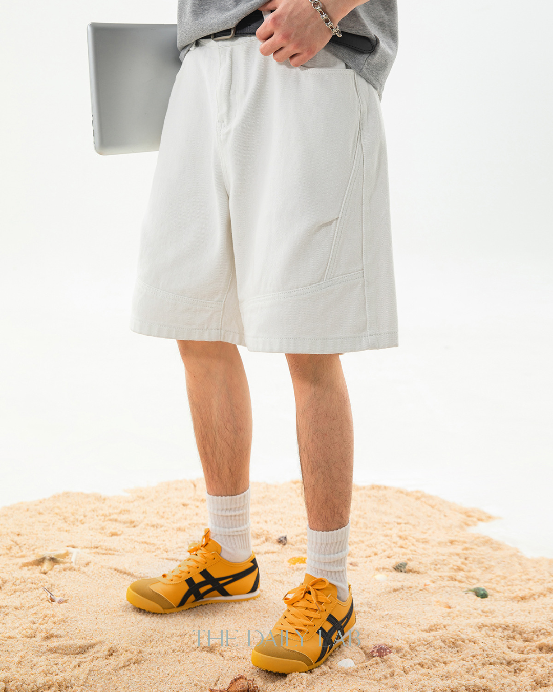 Coastal Fade Denim Shorts in White