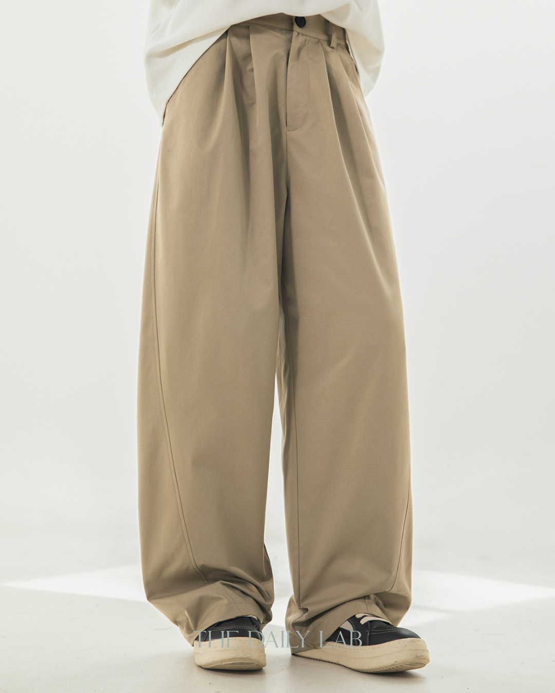 Division Pleat Long Pants in Khaki