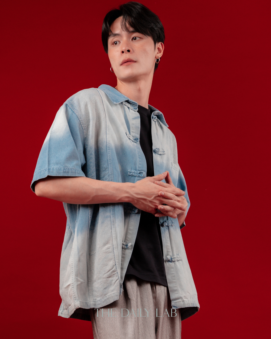 Chinese Style Denim Short Sleeve