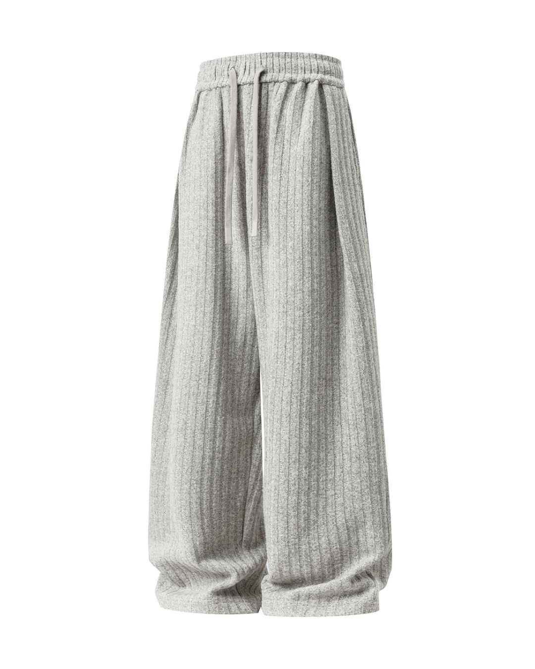 Textured Fleece Loose-fit Draped Casual Pants In Light Grey
