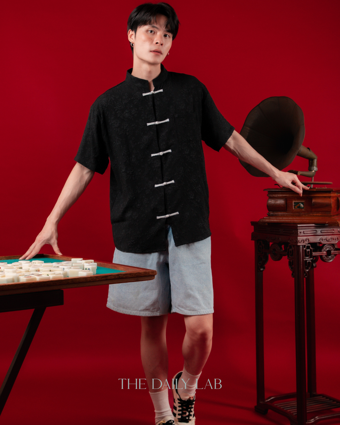 Minimalist Tang Suit Top in Black