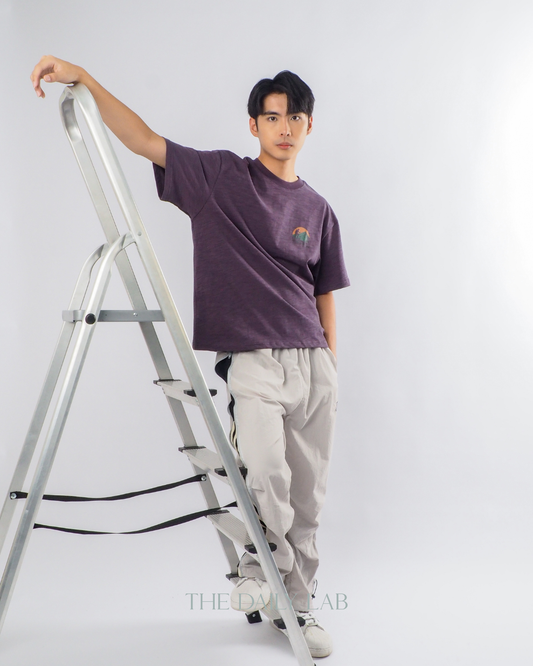 Trendy Striped Paratrooper Pants in Grey