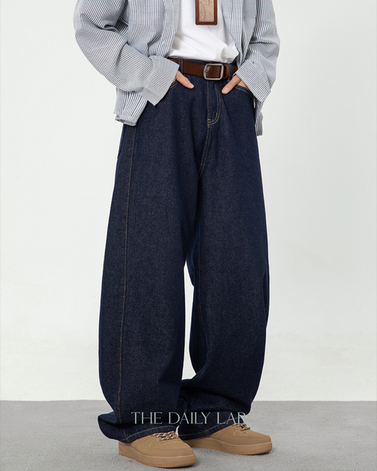 Vintage Raw Straight Jeans in Blue