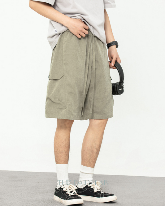Multi-Pocket Panel Cargo Shorts in Green