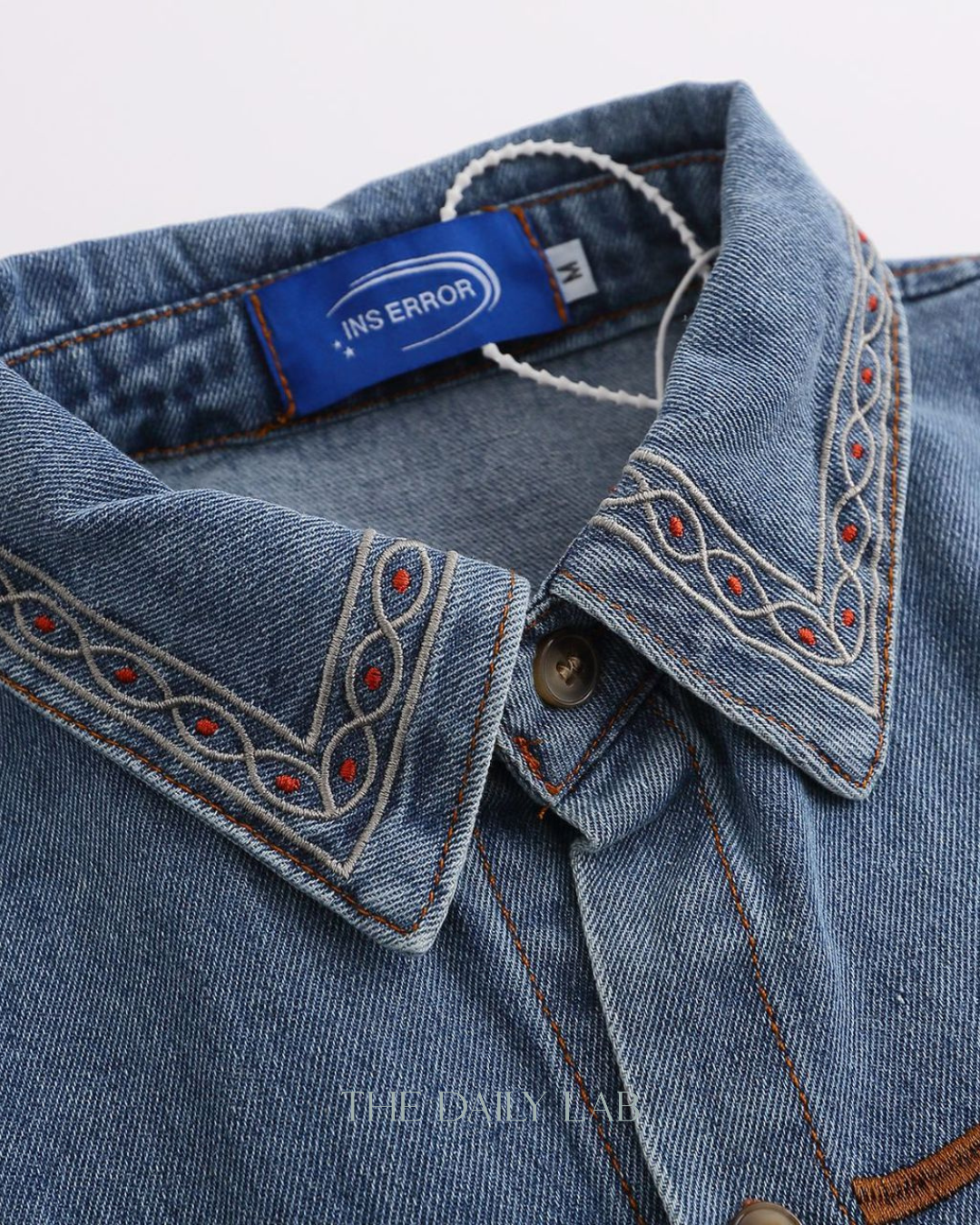 Retro Cartoon Embroidered Denim Shirt