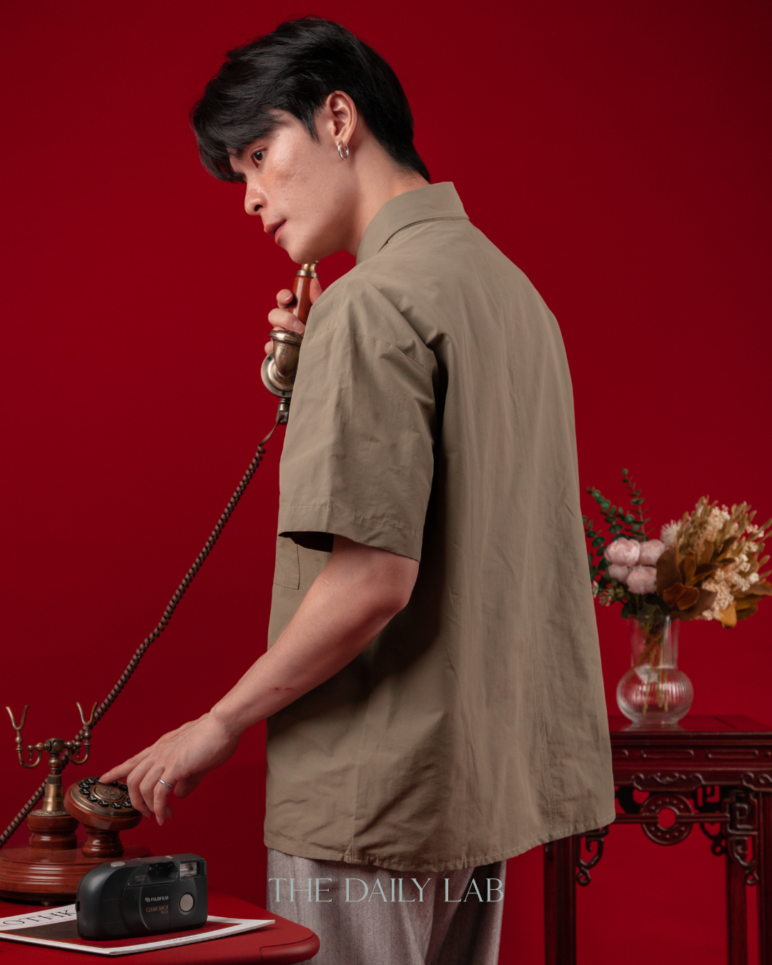 Vintage Mandarin Button Utility Shirt