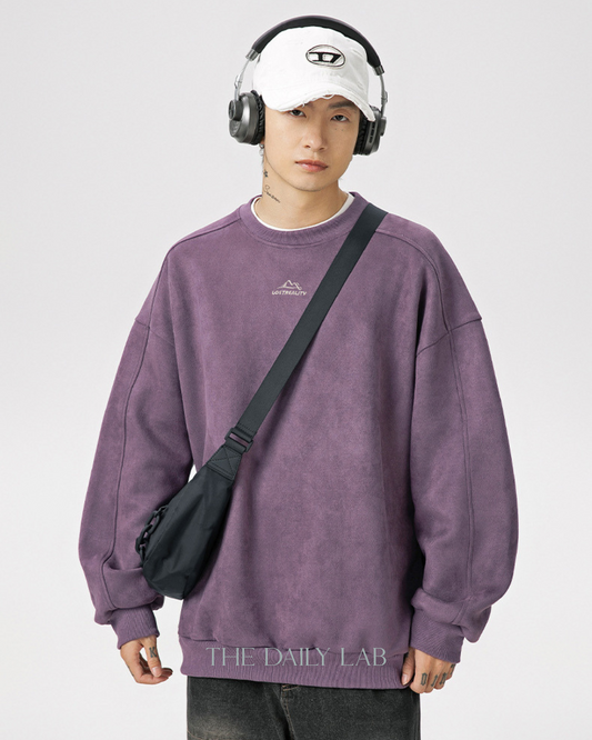 Lostreality Streetwear Split-Panel Sweatshirt in Purple