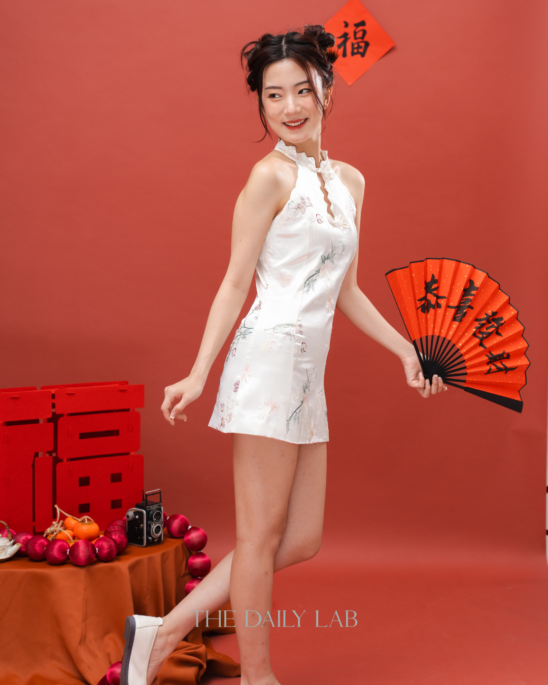 Floral Embroidered Mini Cheongsam