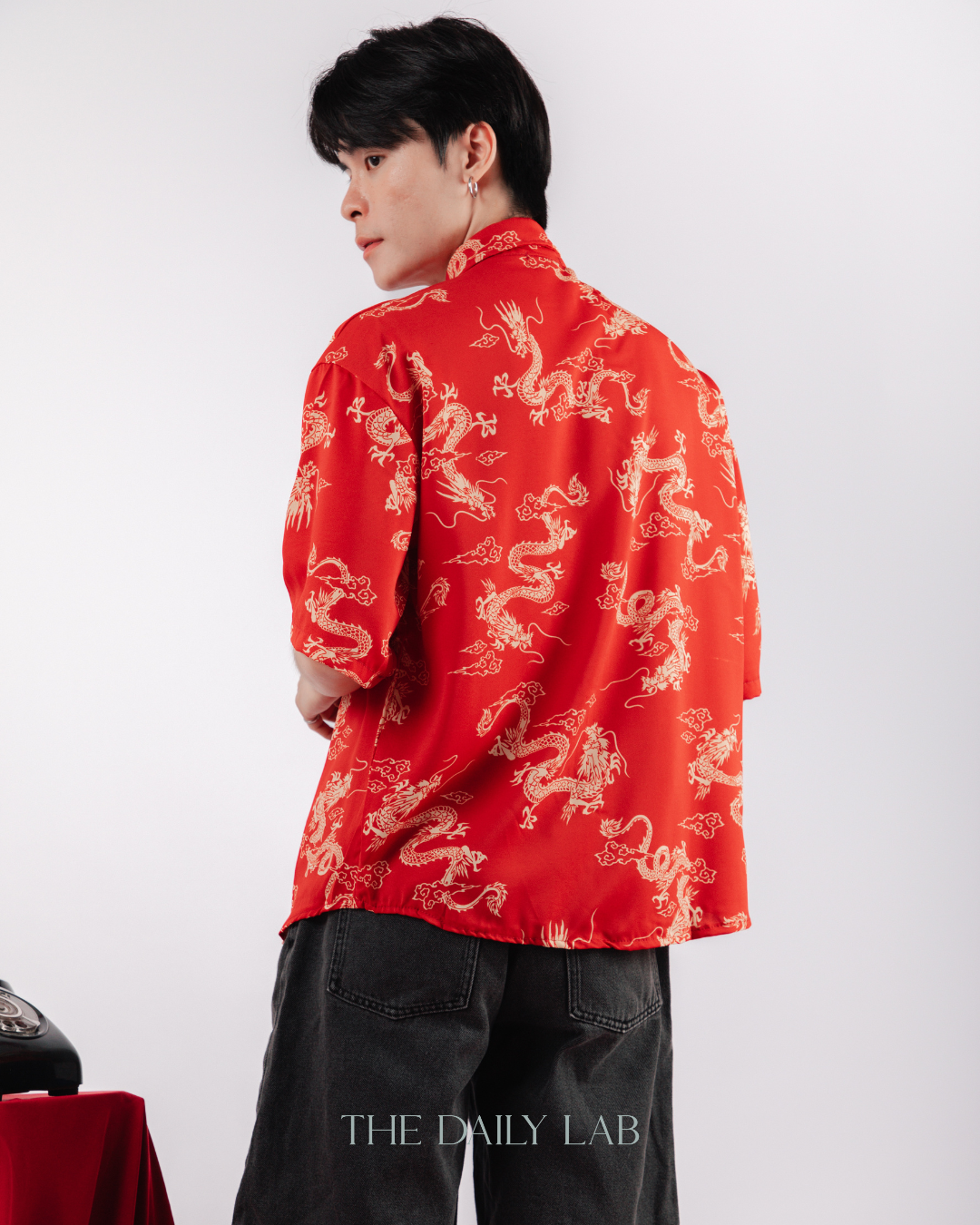 Gold Dragon Chinese Shirt in Red