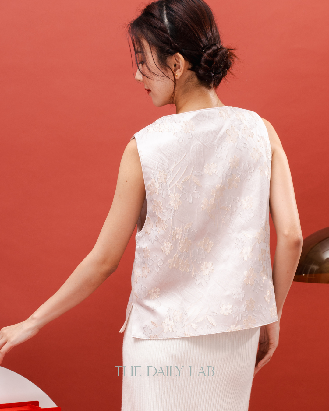 Jacquard Sleeveless Vest in Pink