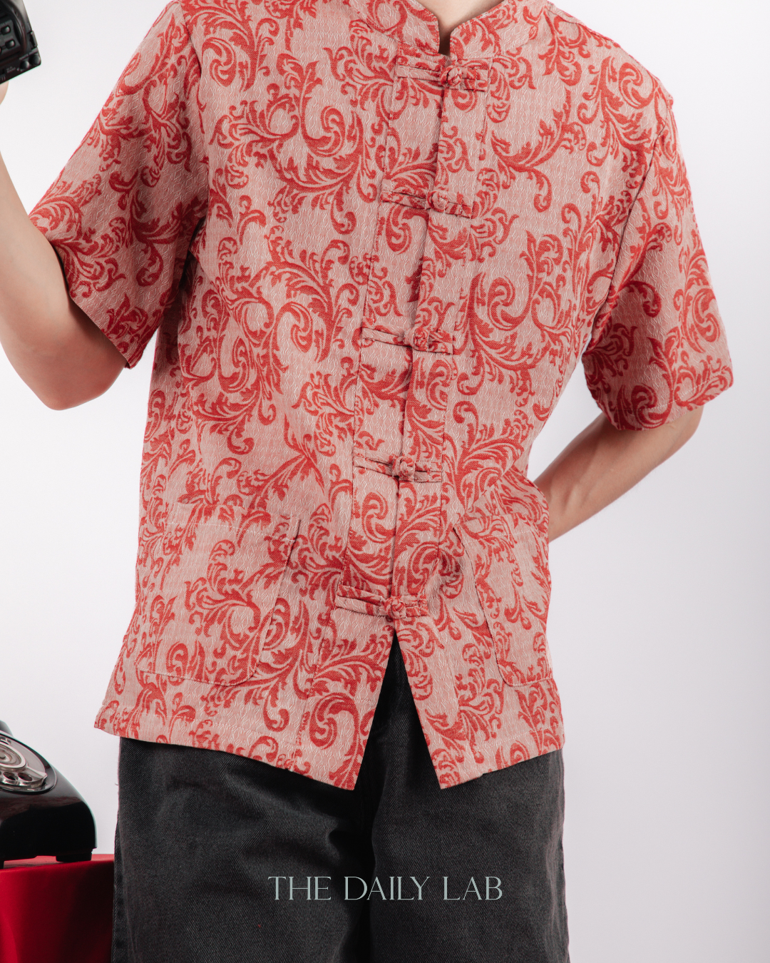 Chinese Style Linen Cotton Shirt in Red