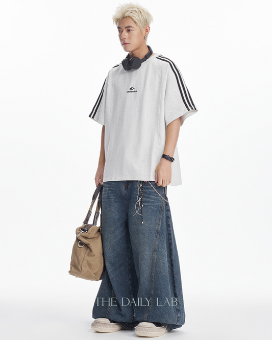Catteeius Letter Print Oversized Tee in Grey
