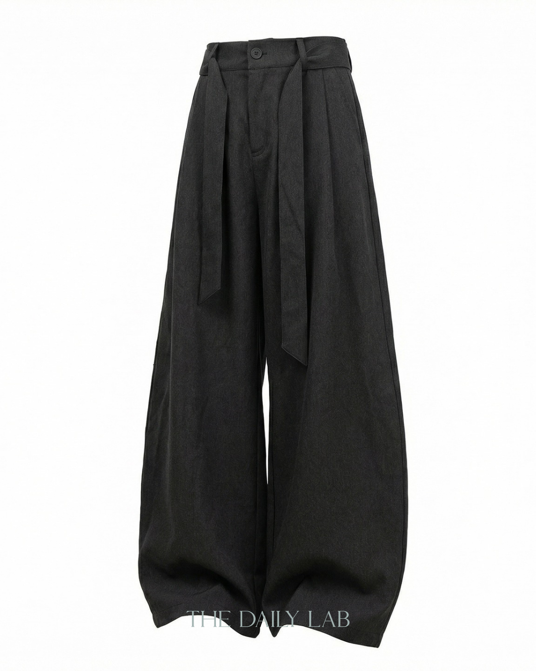 Relaxed Curved-Leg Trousers in Black