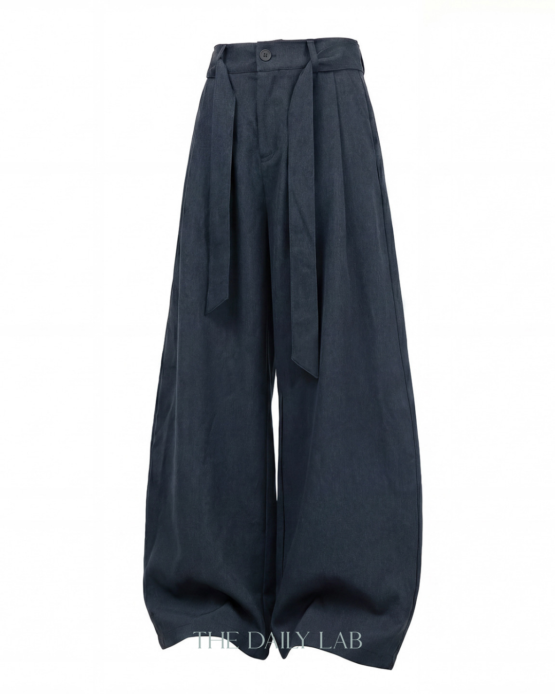 Relaxed Curved-Leg Trousers in Blue