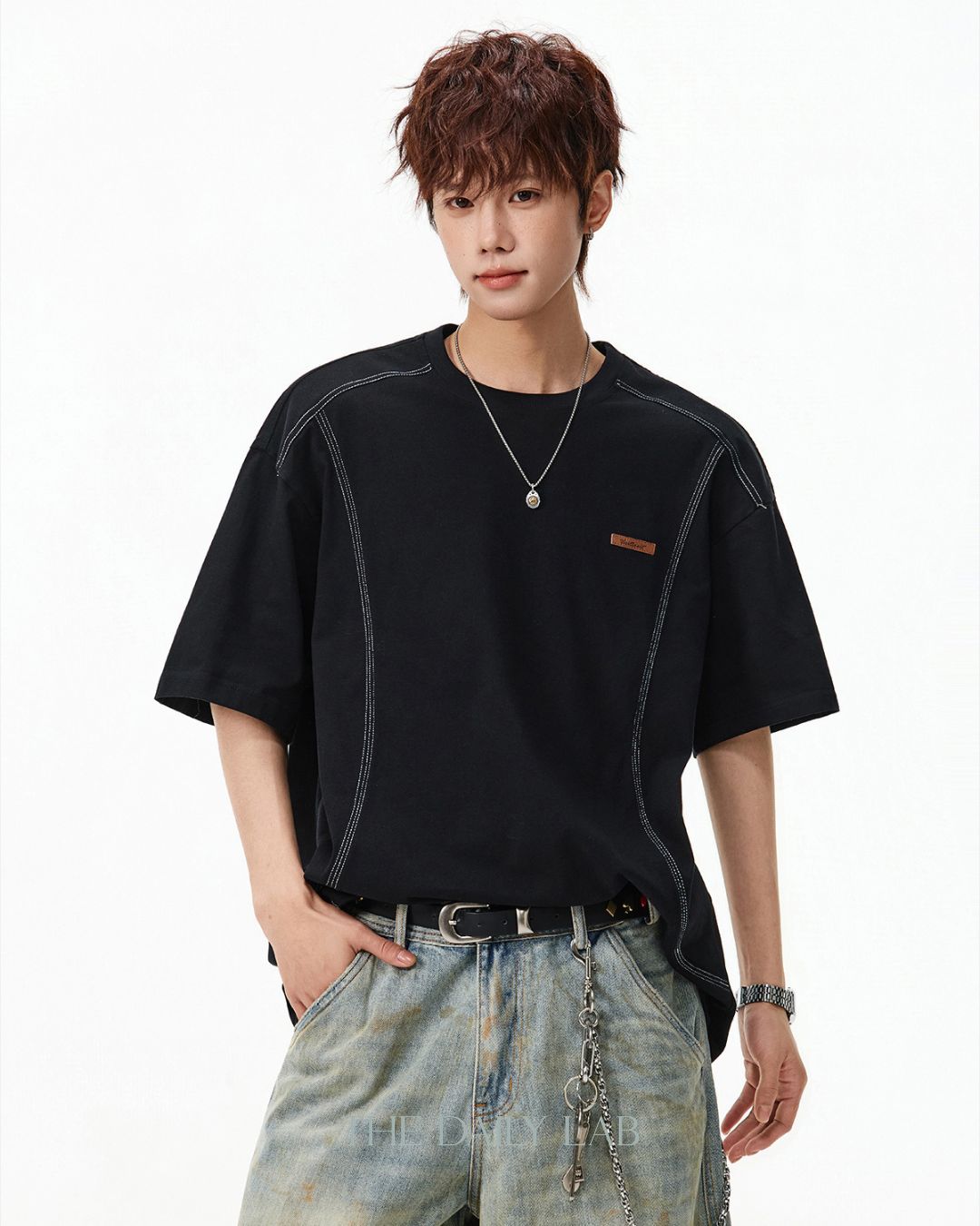 Outline Structure Cotton Tee in Black