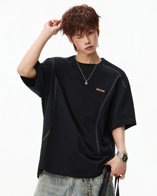 Outline Structure Cotton Tee in Black