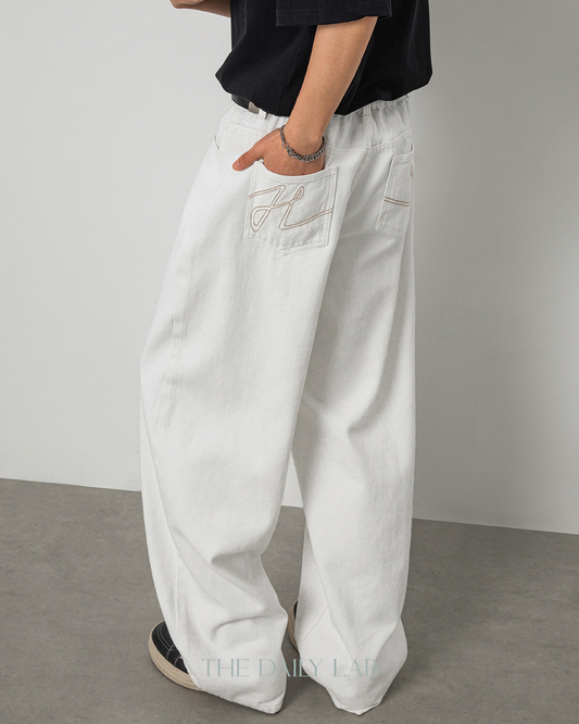 Vintage Streetwear Loose-Fit Jeans in White