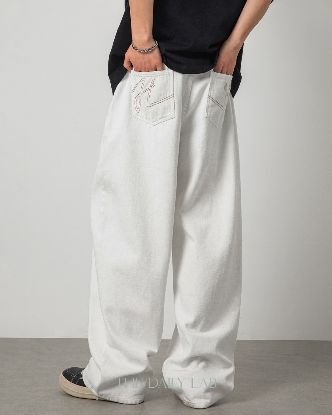 Vintage Streetwear Loose-Fit Jeans in White