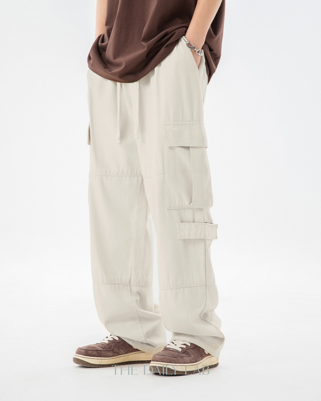 Vintage Utility Straight Pants in Beige