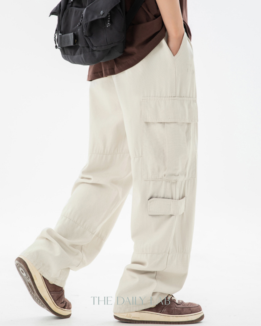 Vintage Utility Straight Pants in Beige