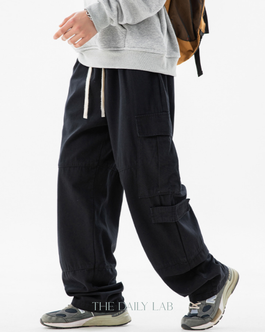 Vintage Utility Straight Pants in Black