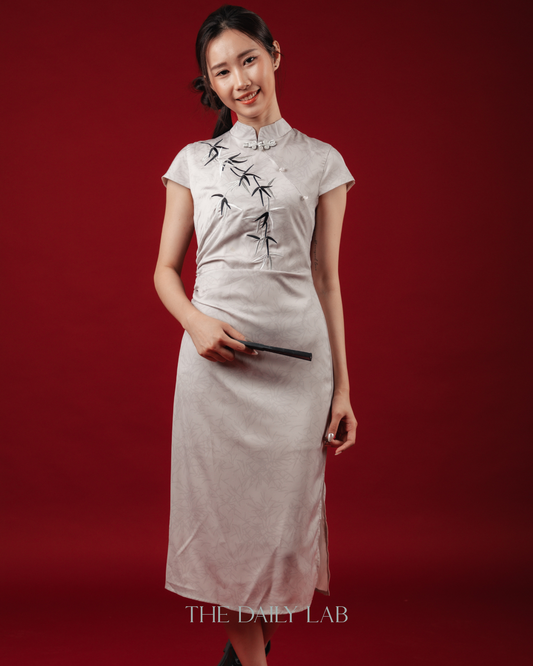 Embroidery Bamboo Oriental Long Dress (In-Stock)