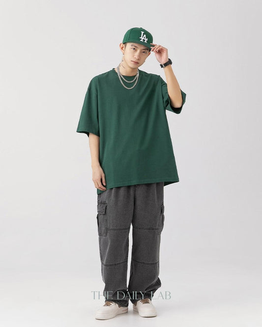 200G Cotton Oversized Tee in Green