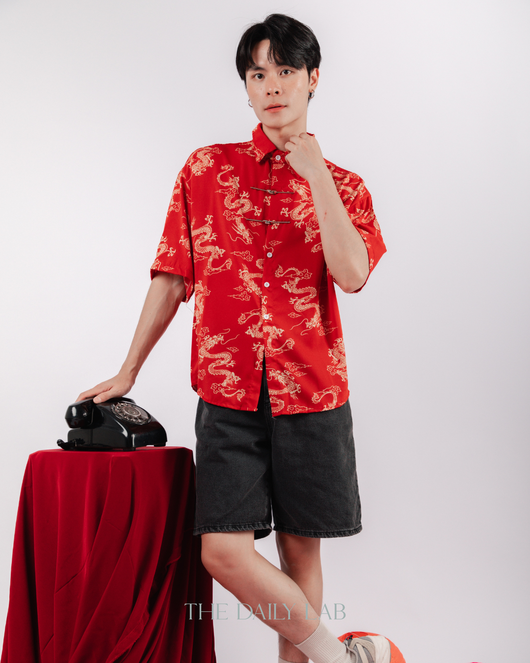 Gold Dragon Chinese Shirt in Red